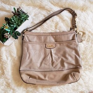 Coach Leather/Snakeskin Signature Print Hobo